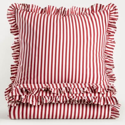 TRUDY | striped cotton duvet with frill | 220x200 + 2*70x80 cm | 758850