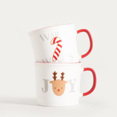Set of mugs | GLIMSY | with red handle 2 pcs | 0,3 l | 760082