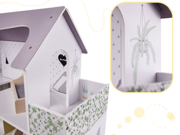 KX6278 Domek dla lalek MDF z akcesoriami 70cm LED szary 13 KX6278 Domek dla lalek MDF z akcesoriami 70cm LED szary 13