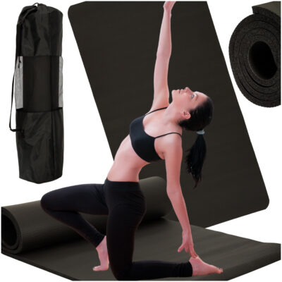 Yoga exercise mat gymnastic fitness training carimata thick 1.5cm black + cover