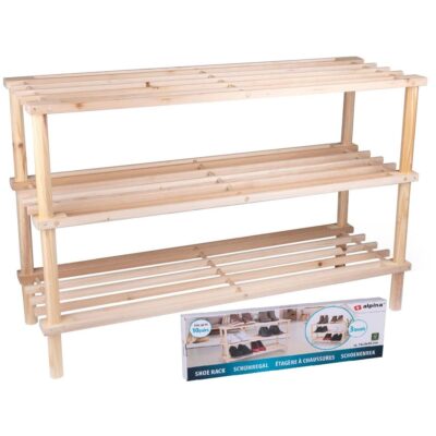 SHELVES SHOE RACK 3 LEVELS WOODEN ALPINA