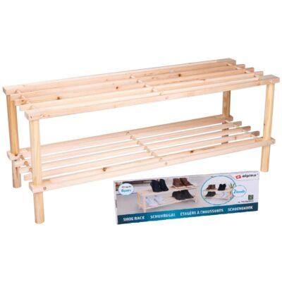 SHELVES SHOE RACK 2 LEVELS WOODEN ALPINA