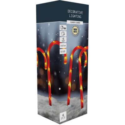 ĀRA APGAISMOJUMS CANDY CANES KOMPLEKTS 6GAB