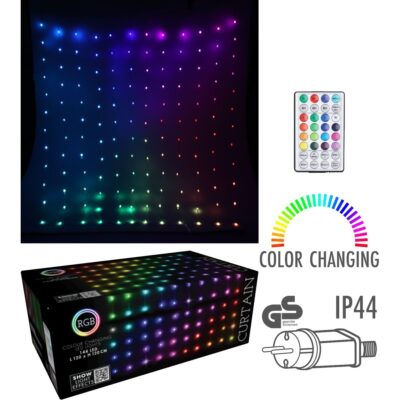 CHRISTMAS TREE LIGHTS OUTDOOR/INDOOR LIGHT CURTAIN 144 LED RGB 120X120CM WITH REMOTE CONTROL MULTICOLOR