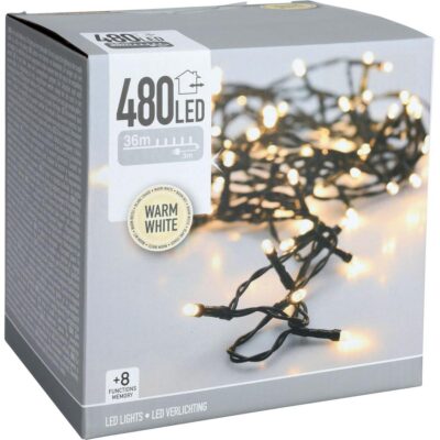 CHRISTMAS TREE LIGHTS LIGHT CHAIN 480 LED TIMER WARM WHITE