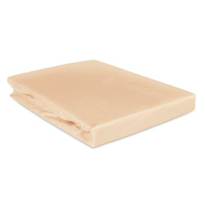 Cotton satin sheet with elastic band light beige 044/160x200
