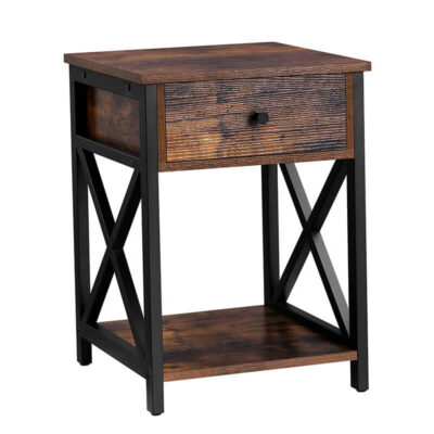 Table, cabinet with drawer, rustic style