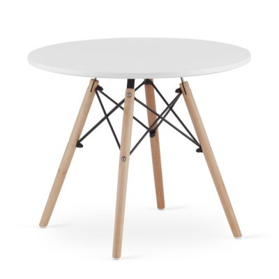 Modern Scandinavian coffee table, white round top, 60 cm
