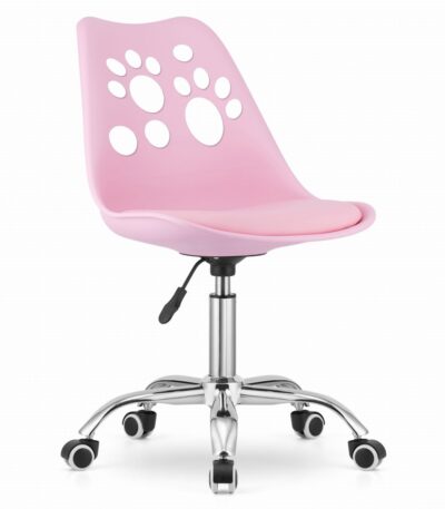 PRINT Chair Pink Faux Leather Swivel with Chrome Base