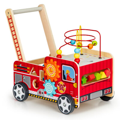 Wooden Educational Walker with Blocks for Kids - Fire Truck ECOTOYS