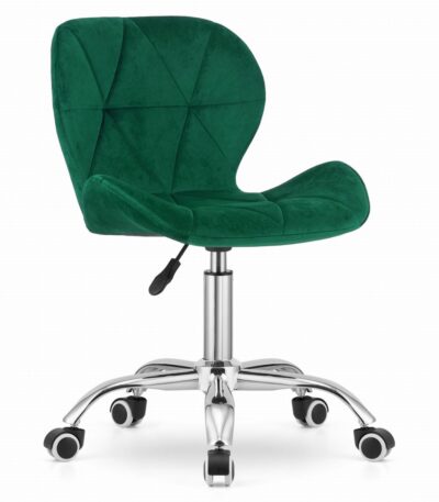 Swivel office chair with wide backrest, green velvet