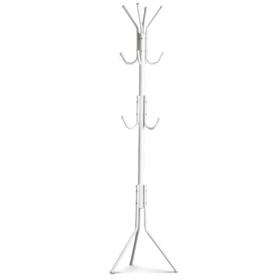 Напольная вешалка с 11 крючками для одежды, металлическая, белая - ModernHome