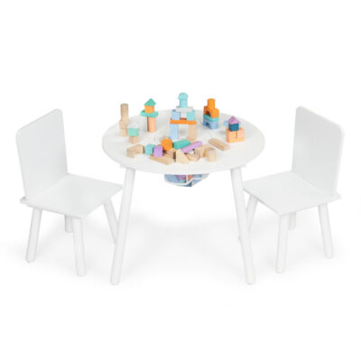 White Kids table with two chairs children's furniture Ecotoys set
