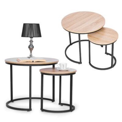 Set of 2 coffee tables, round Loft design