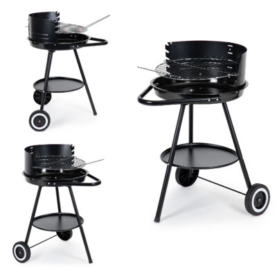 Round garden grill with adjustable grate height, MultiGarden