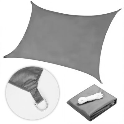 Square sunshade sail, 5x5 m, waterproof canopy, gray, MultiGarden