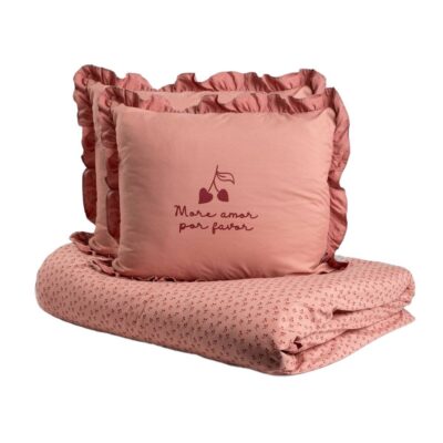 Bedding Set | CHERISH LOVE | microfiber with cherry frill | 160x200 + 270x80 cm | 725425