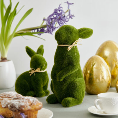 Figurine | POLY | standing green hare | 11x25 cm | 965283