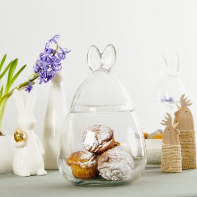 Container | PRATA | large glass egg with ears | 31x21 cm | 810089