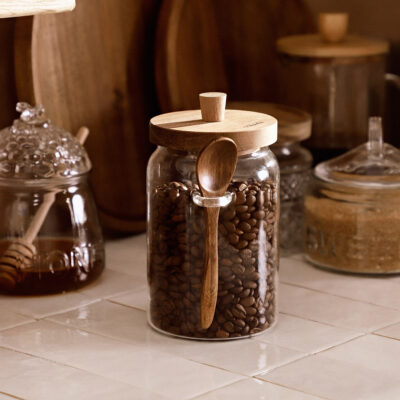 Carlos | glass container with acacia spoon | 0.9 l | 844107