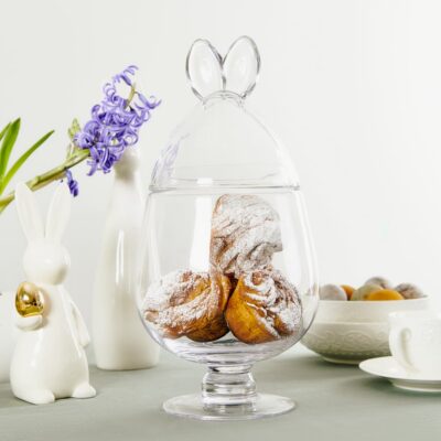 Container | PRATA | large glass egg with ears on a leg | 17x35cm | 845050