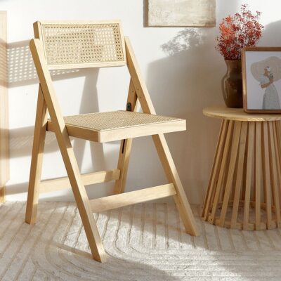 Folding chair | VERDURA | wooden with natural rattan | 46x52x80 cm | 874951
