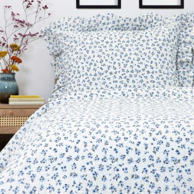 Постельное белье | MELANIE | хлопок с оборкой в голубых цветах | 220x200 см | 881133