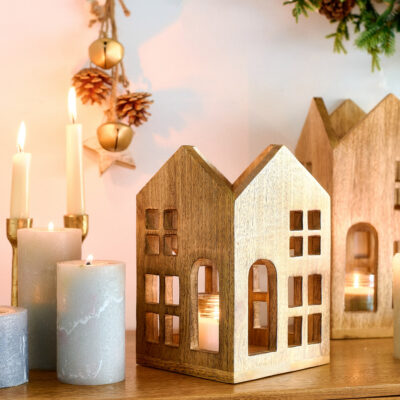 Lantern | MANGOS | mango wood house | 15 x 15 x 23 cm | 712180