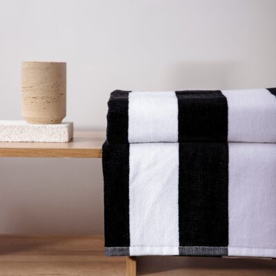 Towel | LAWENA | black and white stripes | 70x130 cm | 733321