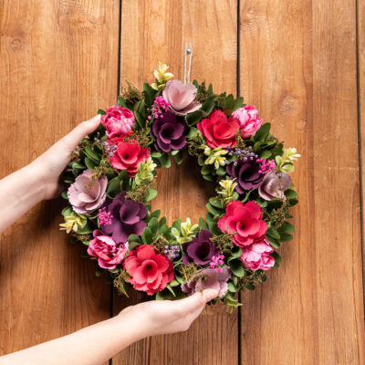 Гирлянда | MAZIE | с цветными цветами | 34x34x8 см | 736445