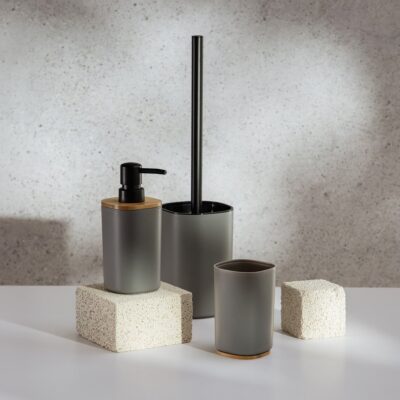 Bathroom set | SALTI | grey dispenser, cup and toilet brush | | 747236