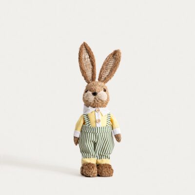 Декорация | MELL | Соломенный кролик в полукомбинезоне, бежевый | 38 см | 764264