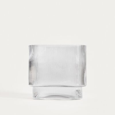 Wazon | AMER | szklany podłużny prążkowany transparentny | 20x10x18,5 cm | 765438