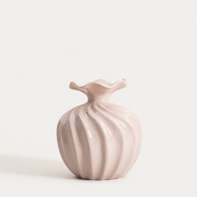 Wazon | AURELIA | z falista górą beżowy | 16,5x16,5x19 cm | 765520