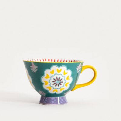 Kubek | SHILLA | ręcznie malowany z żółtym uchem | 0,4 l | 766992