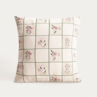 Наволочка | DAMINI | льняная с цветочным узором | 45x45 см | 769061
