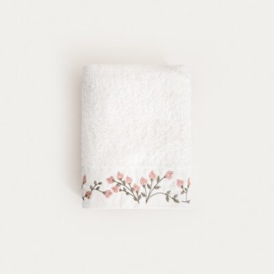 Towel | TIANA | With embroidered pink flowers | 50x90 cm | 770142