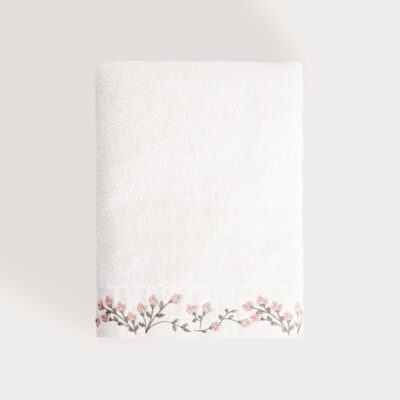 Towel | TIANA | With embroidered pink flowers | 70x130 cm | 770159