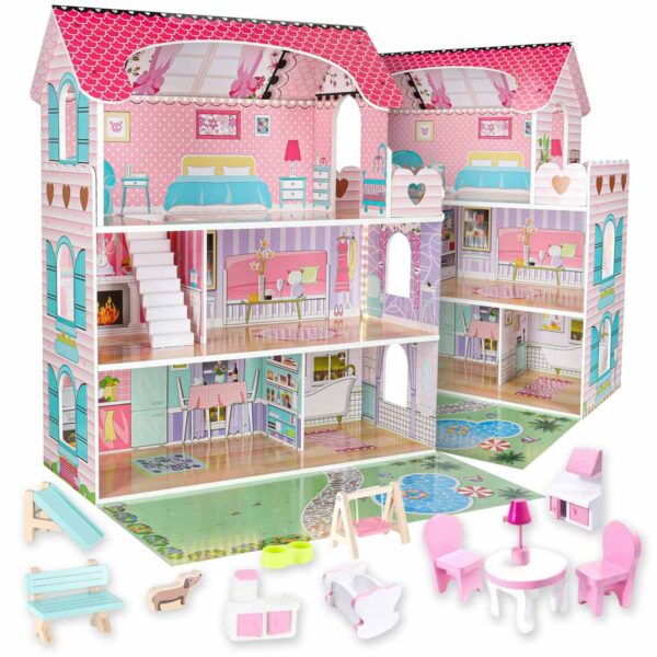 Domek-dla-lalek-drewniany-Lulilo-Gardeno-z-ogrodkiem-mebelki-70cm-rozowy-LED-179864 Domek-dla-lalek-drewniany-Lulilo-Gardeno-z-ogrodkiem-mebelki-70cm-rozowy-LED-179864