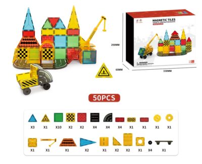 3D construction magnetic blocks 50 elements