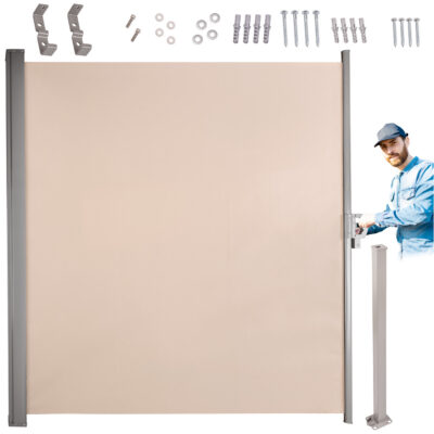 LUARO side terrace awning retractable screen 180 x 400 cm beige