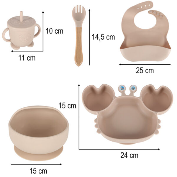 Naczynia-silikonowe-dla-dzieci-niemowlat-krab-zestaw-9-elementow-bezowe-176365 Naczynia-silikonowe-dla-dzieci-niemowlat-krab-zestaw-9-elementow-bezowe-176365