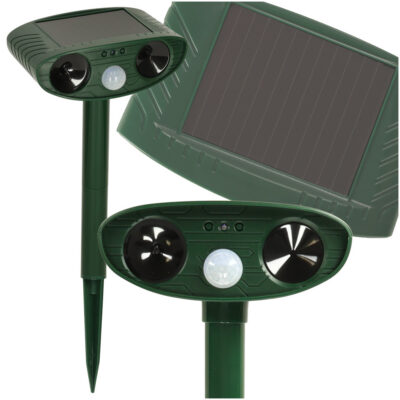 Solar mole repellent for rodents martens cats birds mice rats ultrasound motion sensor