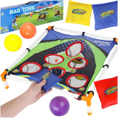 Toss to the target with bags darts skill game