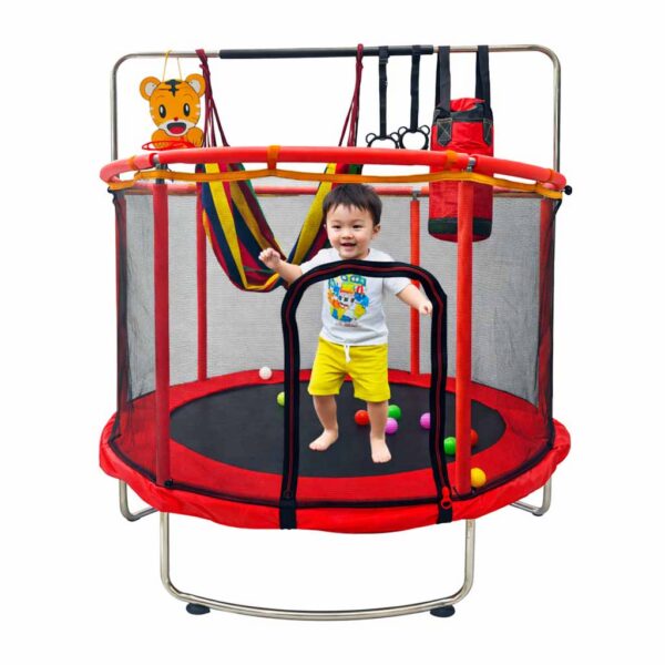 Trampolina-dla-dzieci-ogrodowa-siatka-pilki-koszykowka-155cm-czerwona-182701 Trampolina-dla-dzieci-ogrodowa-siatka-pilki-koszykowka-155cm-czerwona-182701