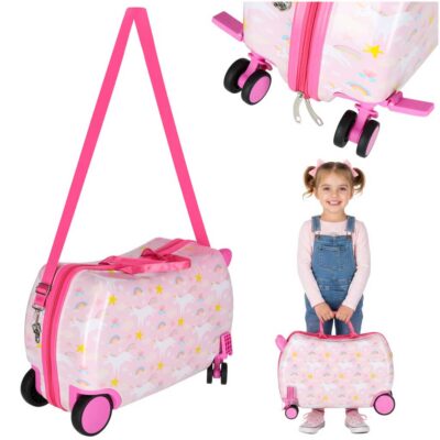 Travel suitcase for children on wheels hand luggage unicorn