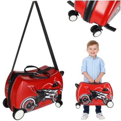 Travel suitcase for children on wheels hand luggage motorcycle