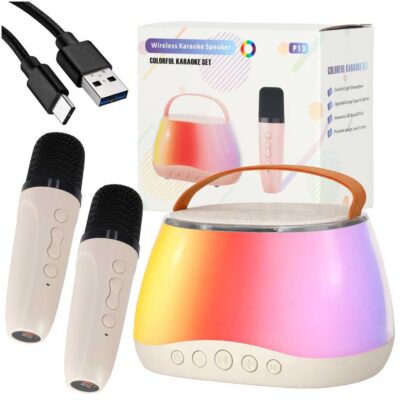 Караоке комплект Bluetooth динамик LED RGB 2 микрофона USB