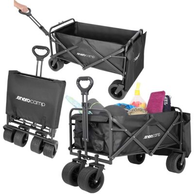 DELUXE FOLDABLE TOURIST & BEACH CARRIER 90x57x73-96CM WITH HANDLE BLACK