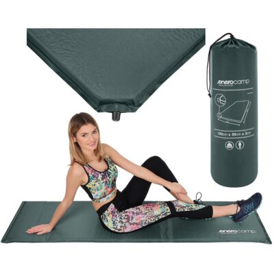 SELF-INFLATING TRAVEL MAT MATTRESS 180X50X3CM GREEN
